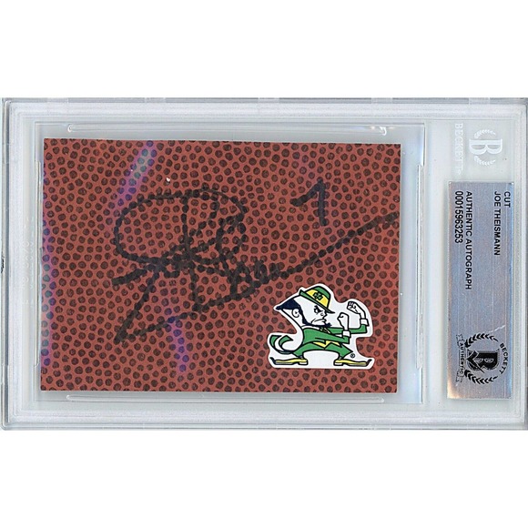 Joe Theismann Signed Football Cut ND Fighting Irish Beckett Authentic Slab COA - Picture 1 of 5